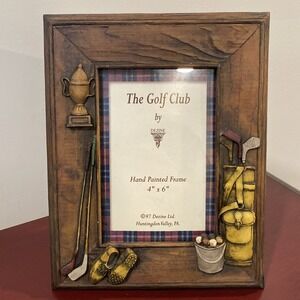 1997 The Golf Club by Dezine Hand Painted Picture Frame 4" X 6" Velvet Backing